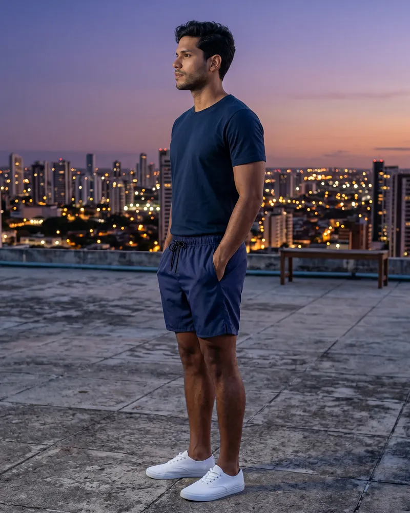 Short Tactel azul escuro Vérto Atacado